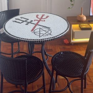 Conjunto Mesa Abstrata Azul em Mosaico