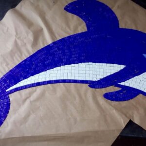 golfinho mosaico fundo piscina