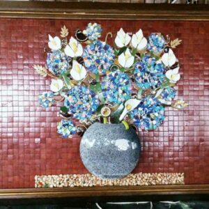 Quadro Hortênsias Azuis em Mosaico