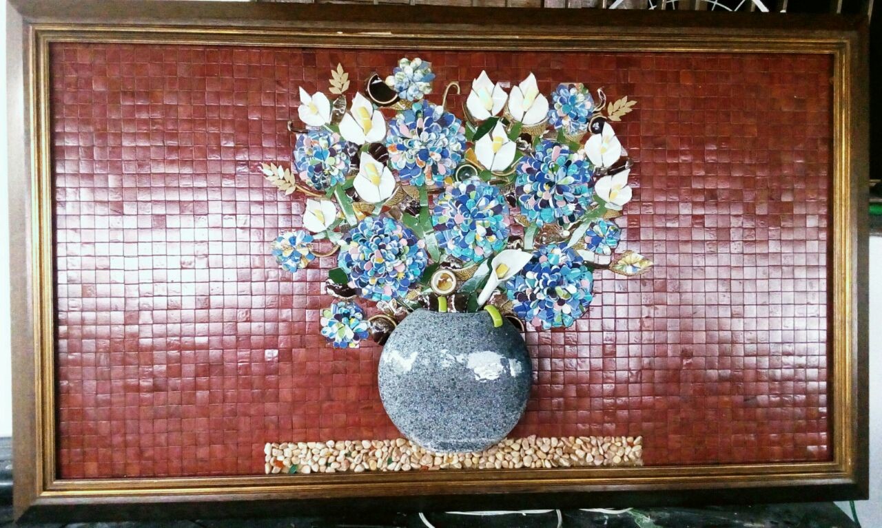 Quadro Hortênsias Azuis em Mosaico