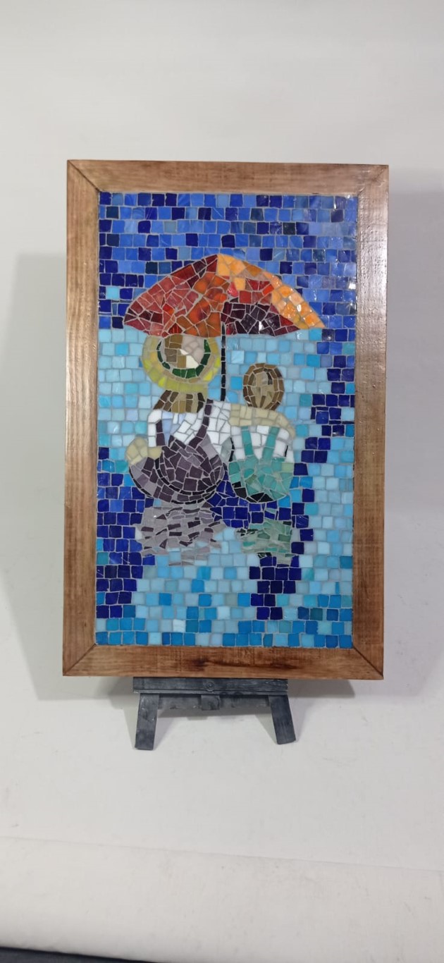 Quadro Cena de Chuva em Mosaico