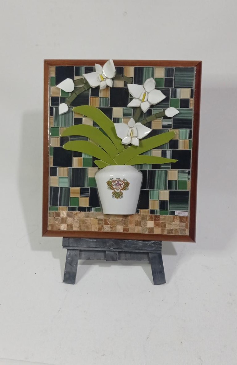 Quadro Orquídeas Brancas em Mosaico