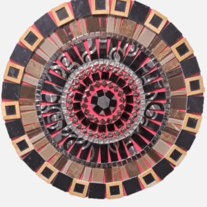 Mandala em Mosaico Preto e Dourado