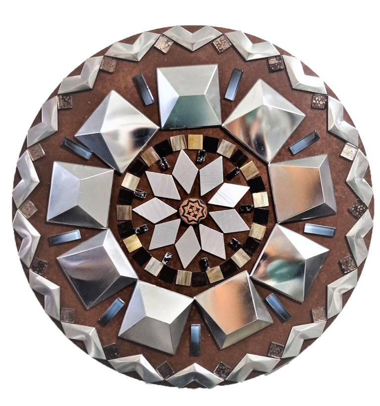 Mandala em Mosaico Metálico Prata