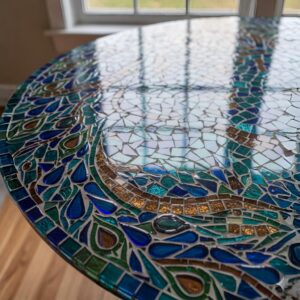 Mandala Abstrata Azul em Mosaico