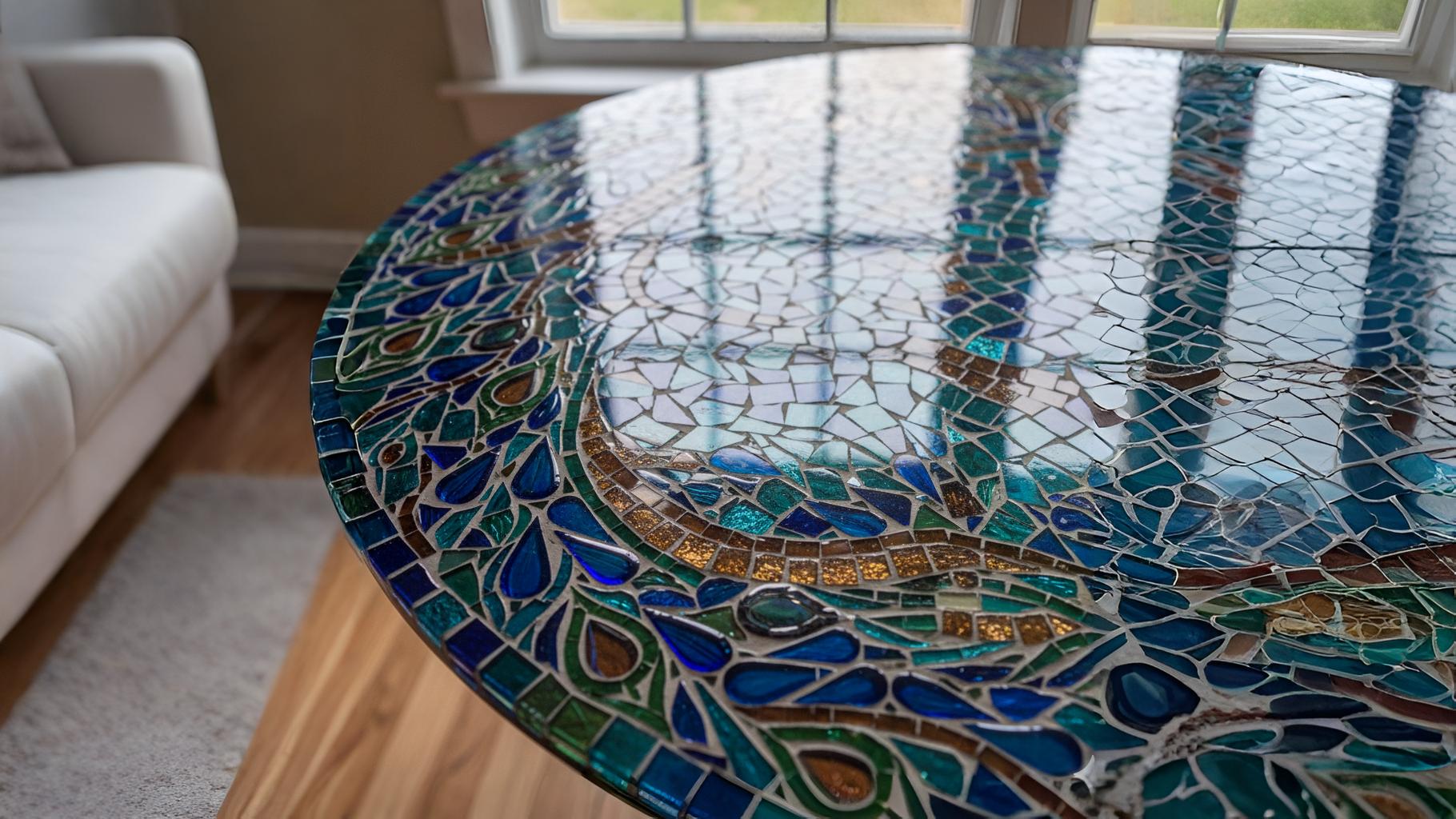 Mandala Abstrata Azul em Mosaico