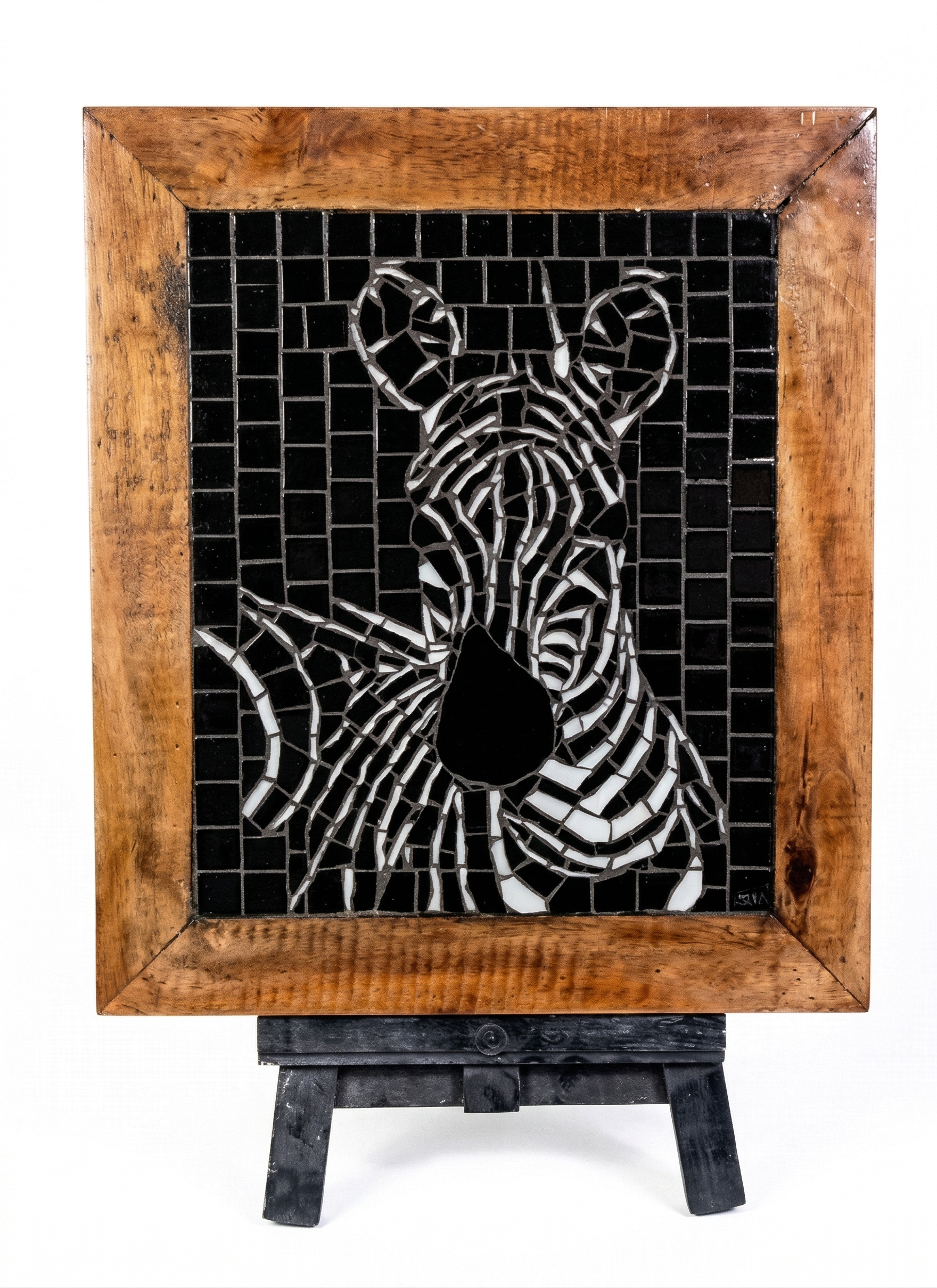 Quadro Zebra em Mosaico Preto e Branco