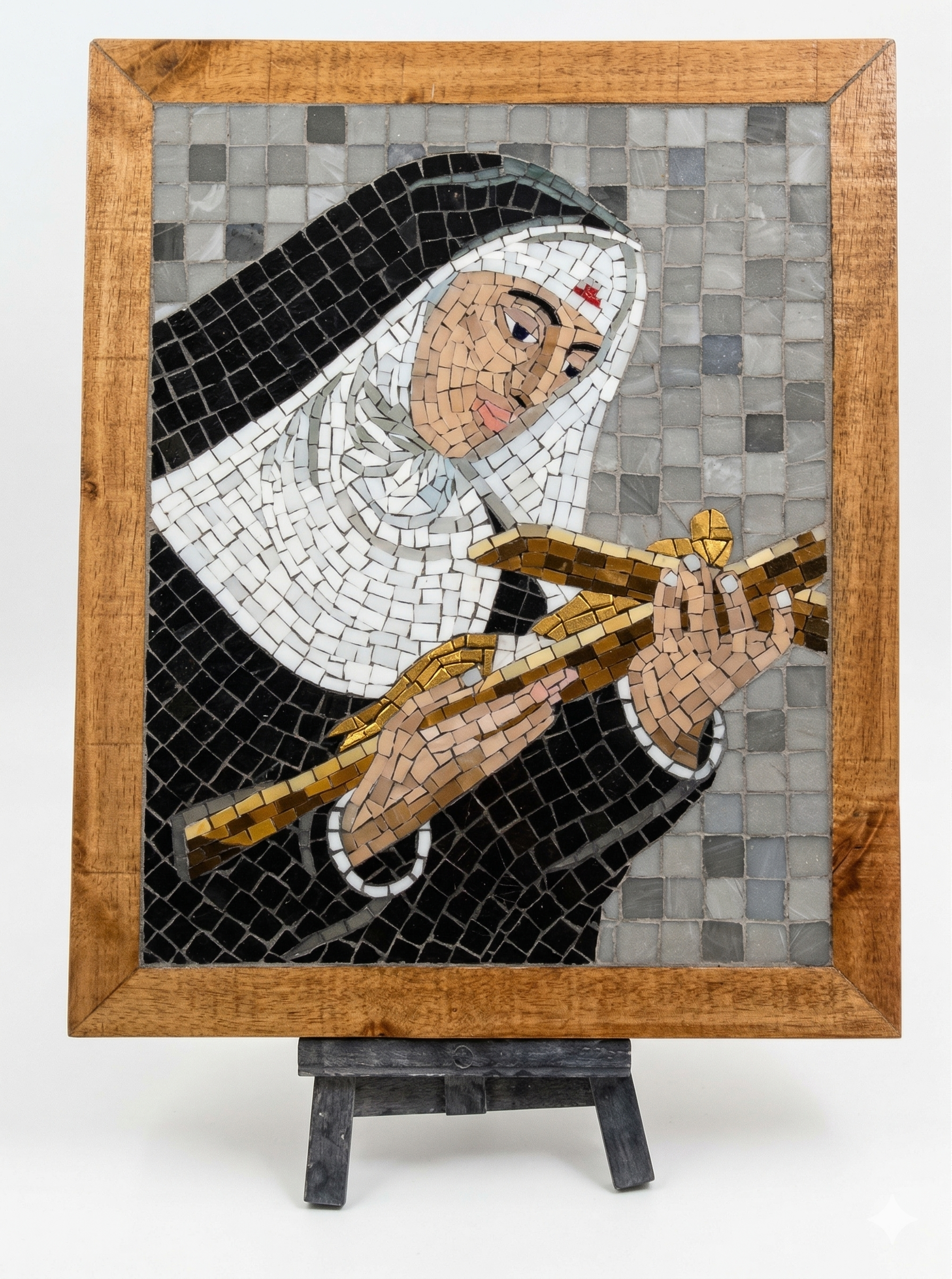 Quadro Santa com Crucifixo em Mosaico