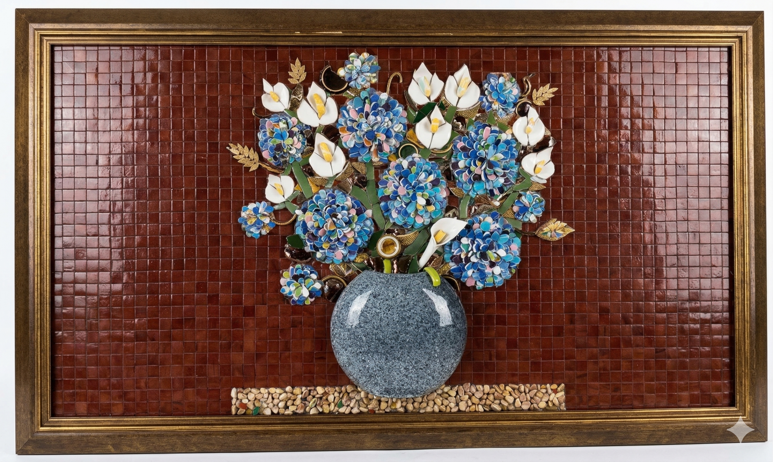 Quadro Hortênsias Azuis em Mosaico