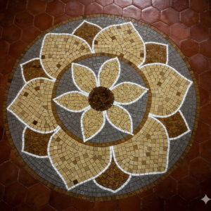 Mandala em Mosaico para Piso Floral