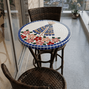 Mesa Mandala Floral em Mosaico