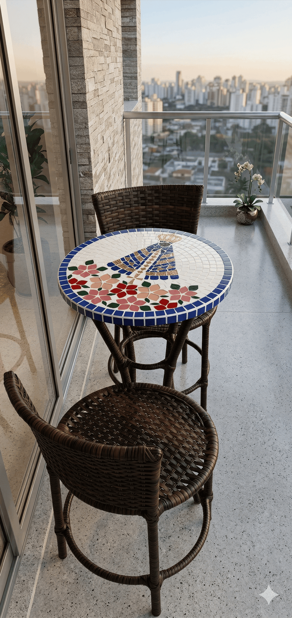 Mesa Mandala Floral em Mosaico