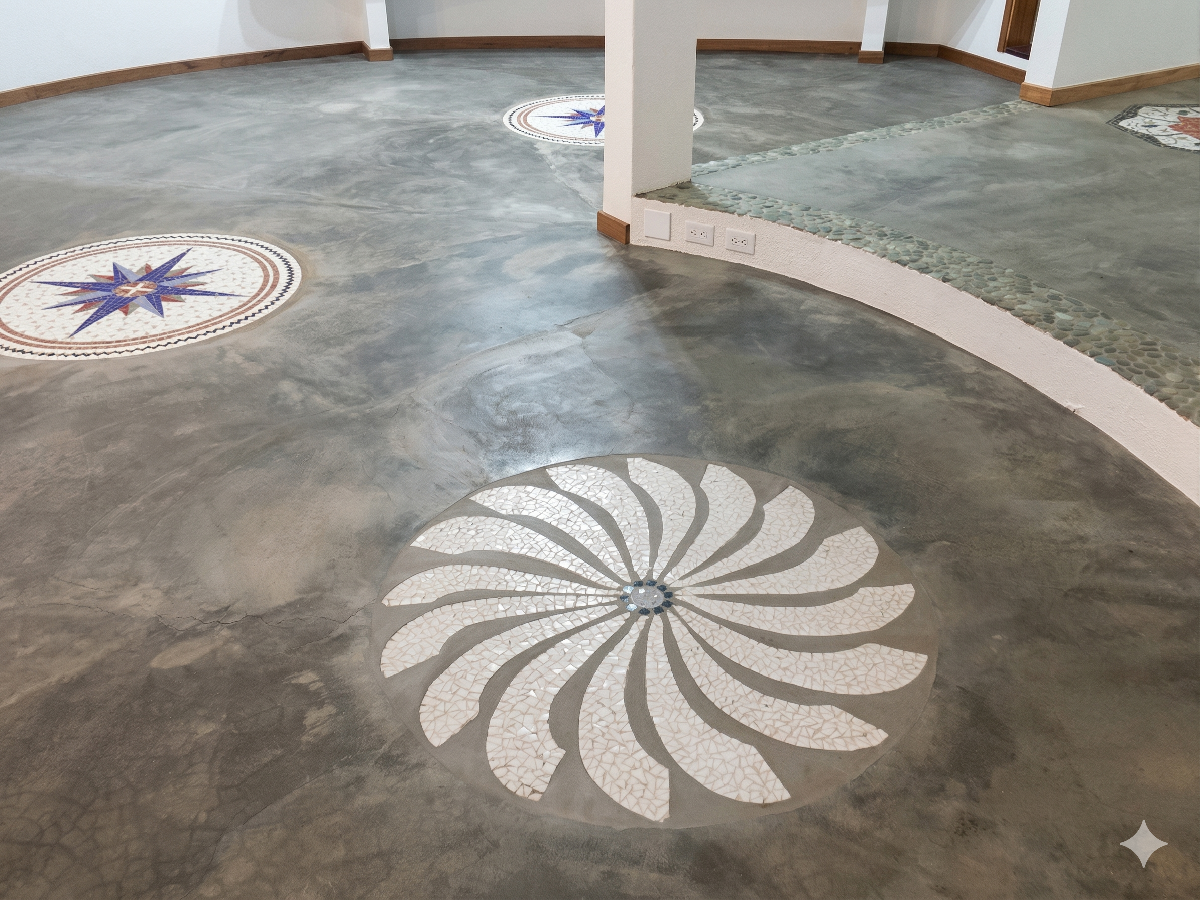 Mosaico Mandala Espiral para Piso