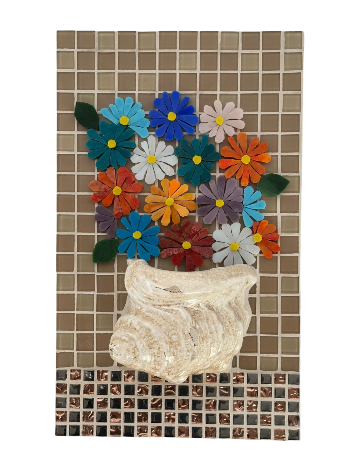 Quadro Mosaico (Flores na Concha)