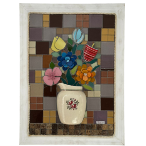 Quadro Mosaico Vaso com flores