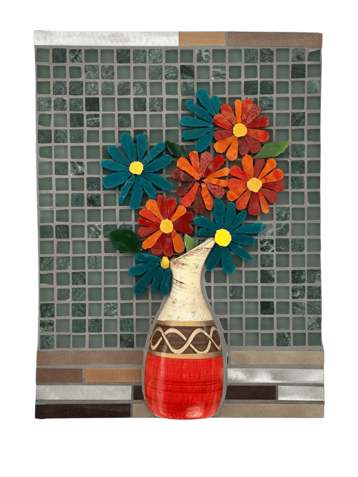 Quadro Mosaico Vaso Multicor