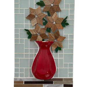 Quadro Mosaico Vaso Vermelho