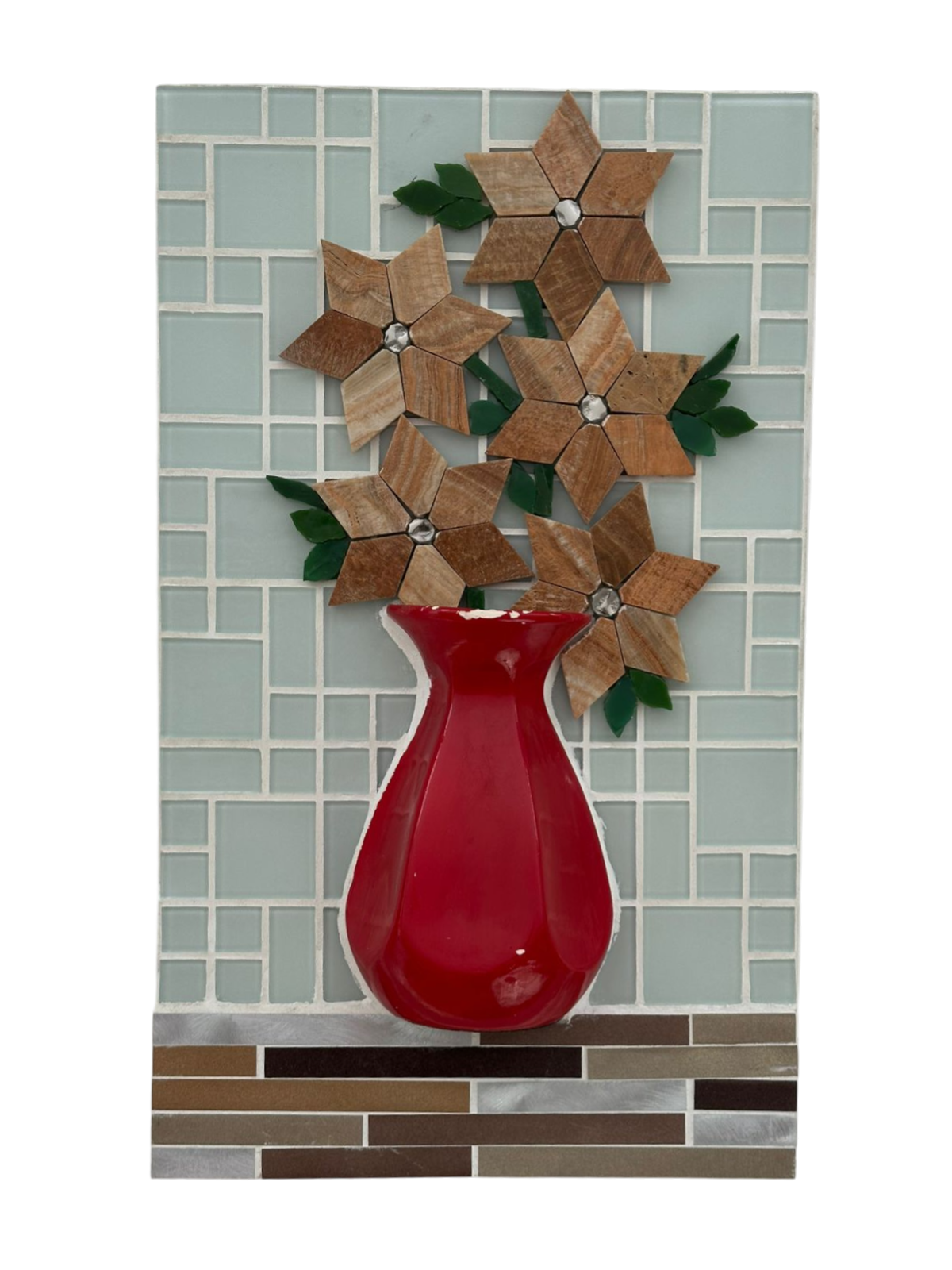 Quadro Mosaico Vaso Vermelho