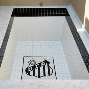 Mosaico Para Piscina Símbolo Esportivo Santos feito à mão