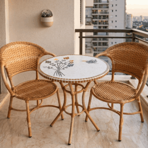 Mesa Redonda Floral em Mosaico