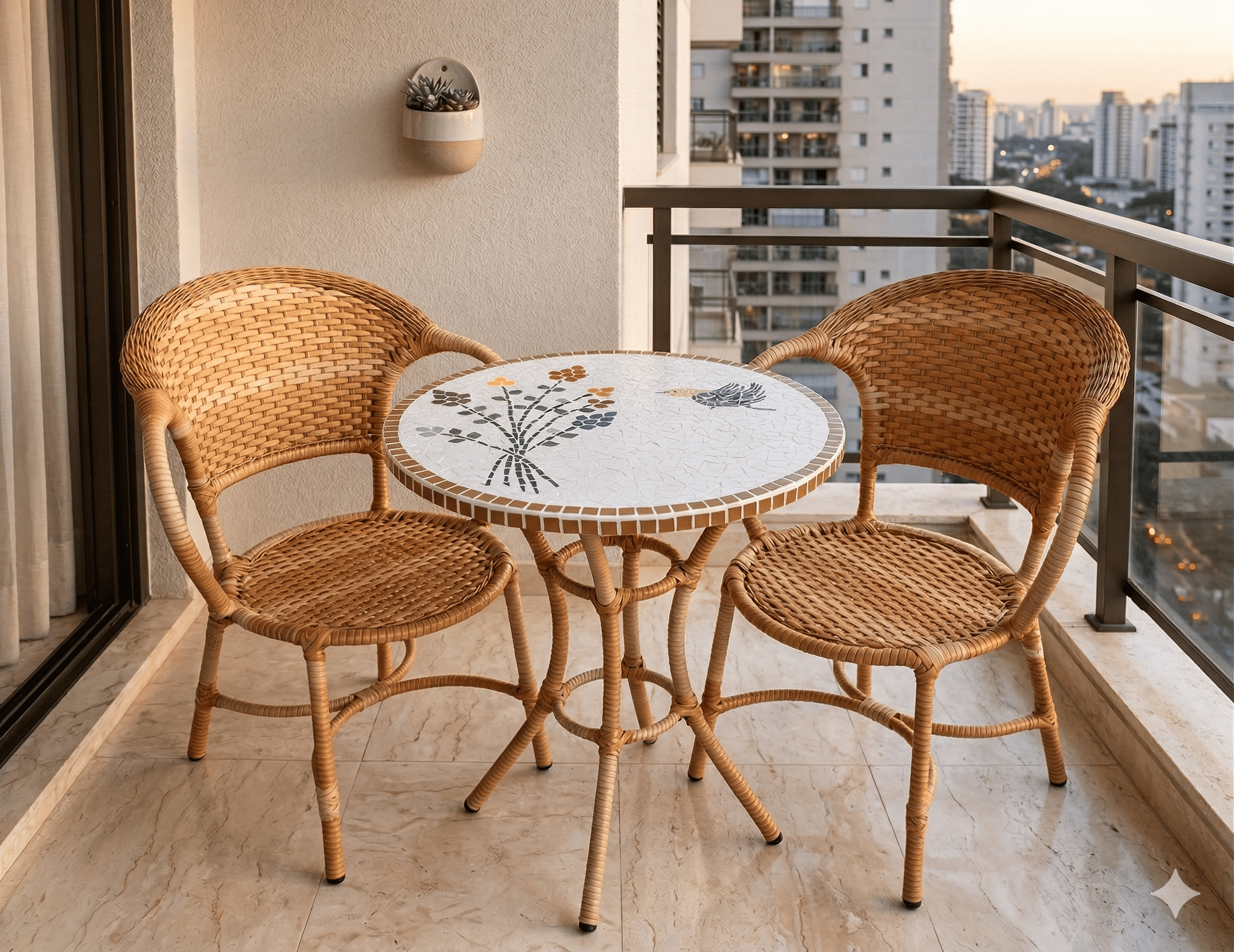 Mesa Redonda Floral em Mosaico