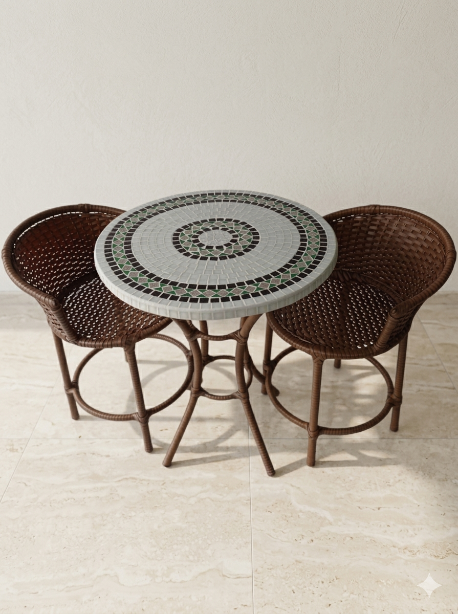 mesa com mosaico decorativo para área externa