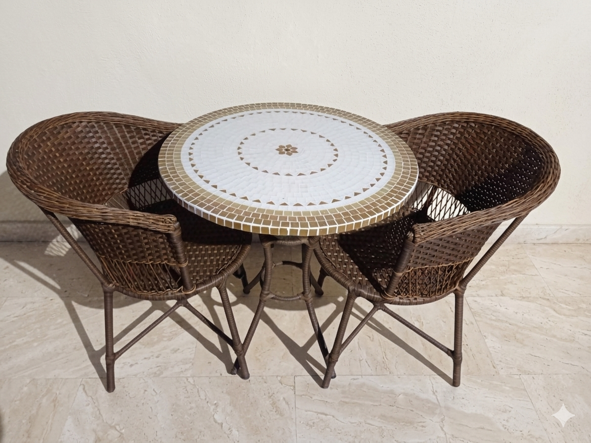 mesa com mosaico decorativo para área externa