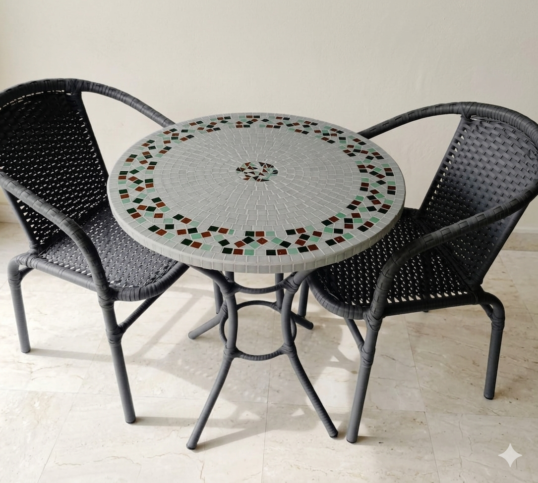 mesa com mosaico decorativo para área externa