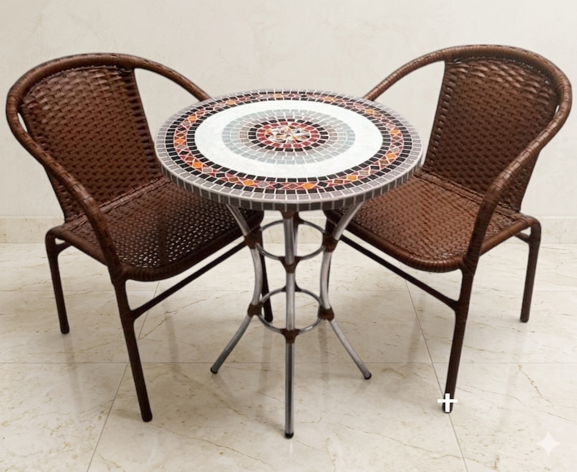 mesa com mosaico decorativo para área externa