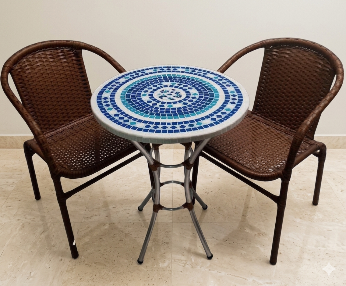mesa com mosaico decorativo para área externa