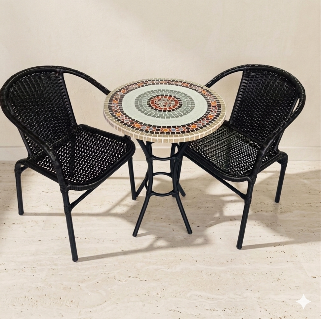 mesa com mosaico decorativo para área externa