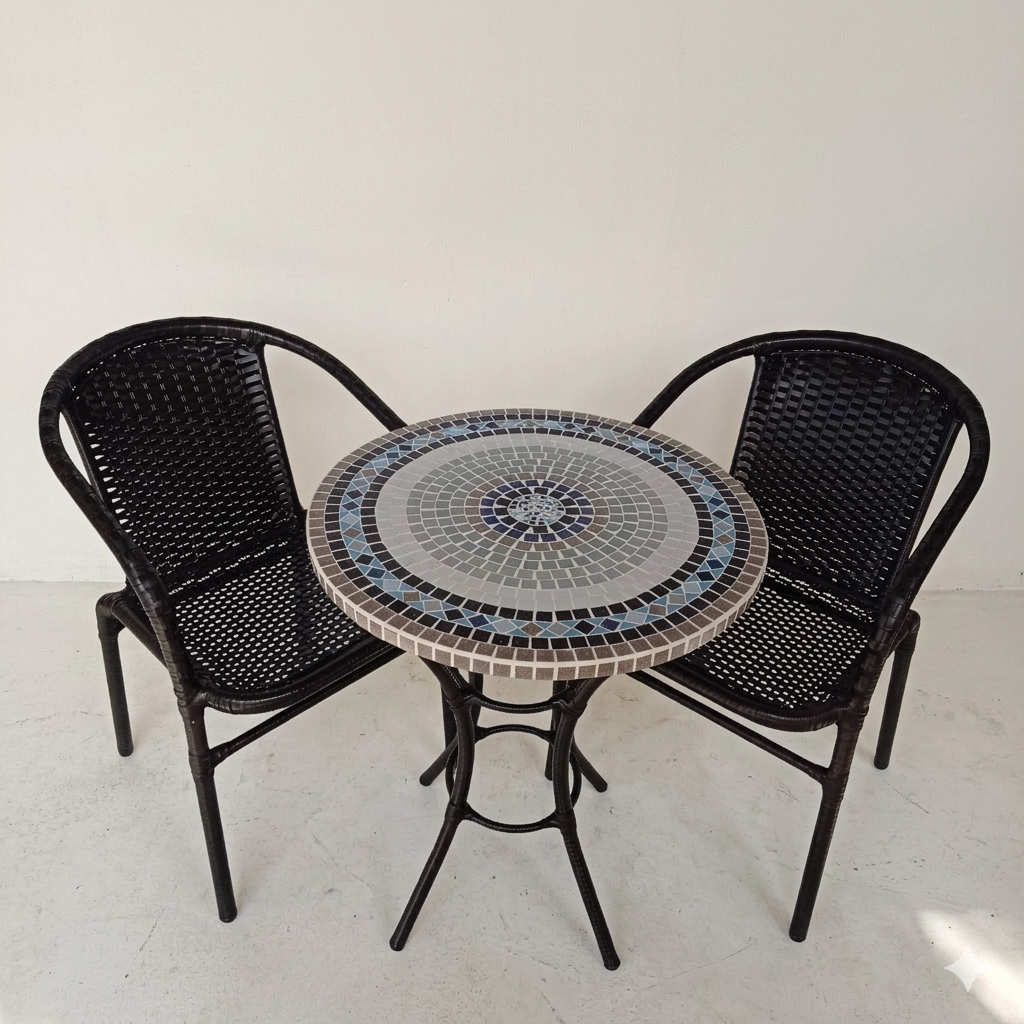 mesa com mosaico decorativo para área externa
