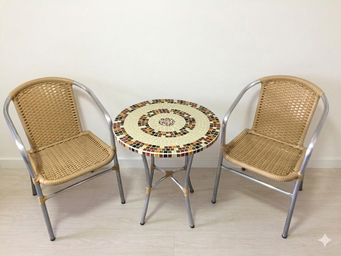 mesa com mosaico decorativo para área externa