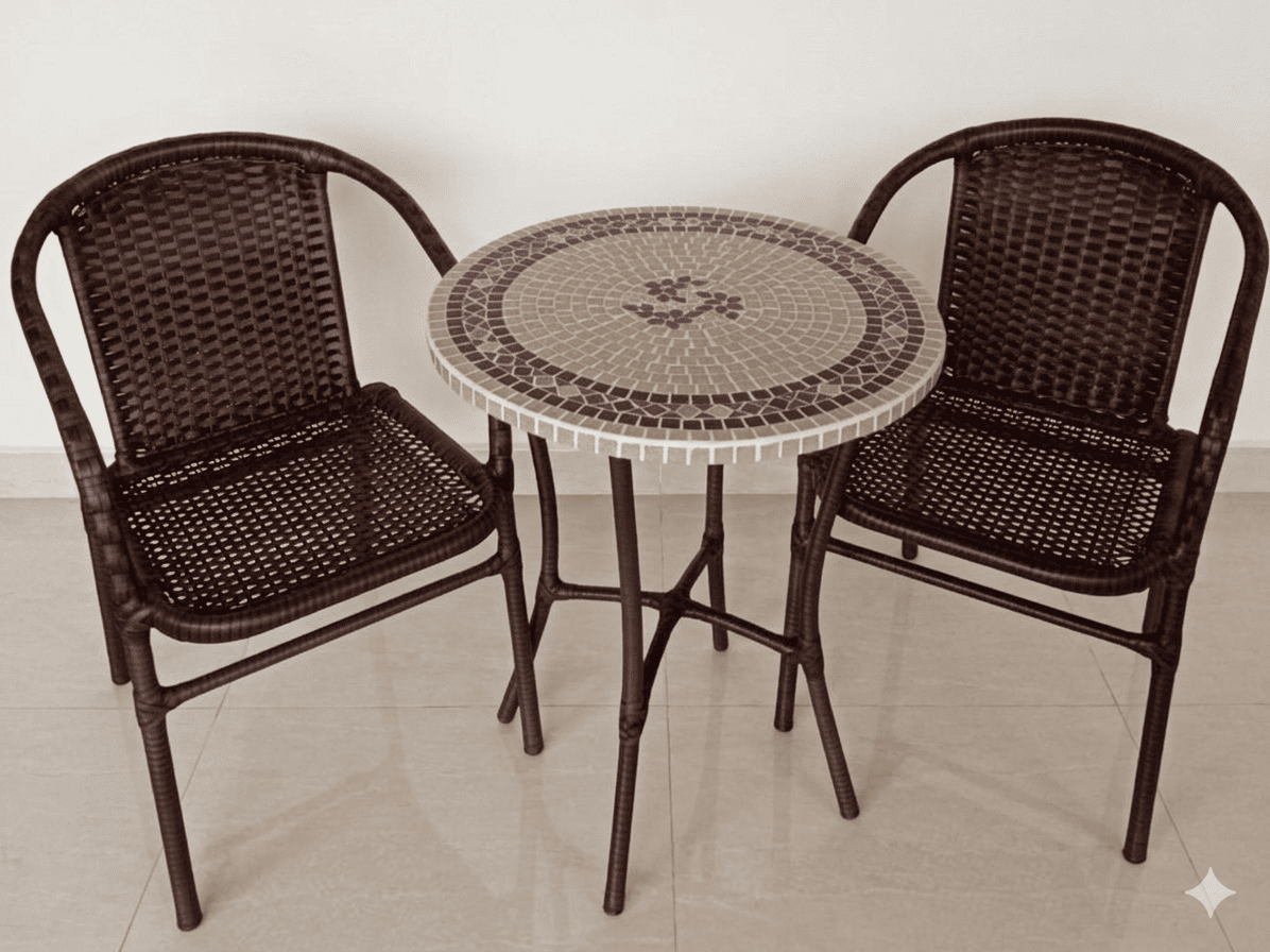 mesa com mosaico decorativo para área externa