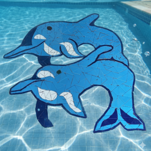Mosaico de Golfinhos em Azulejo